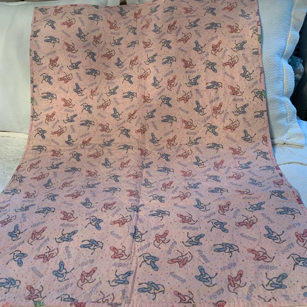 Pink and Green Ballet Slippers Handmade Quilt